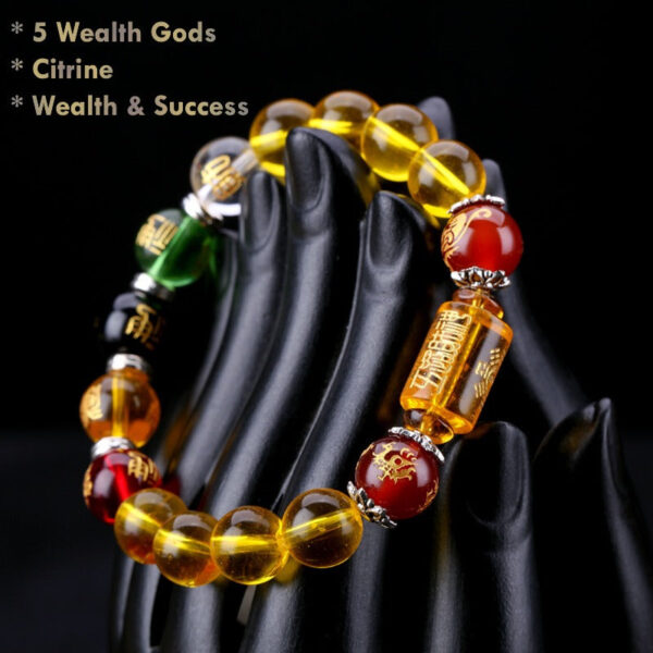 006_PROFILE 5 Wealth God Amulet Citrine Bracelet – Abundance, Prosperity & Success Energy