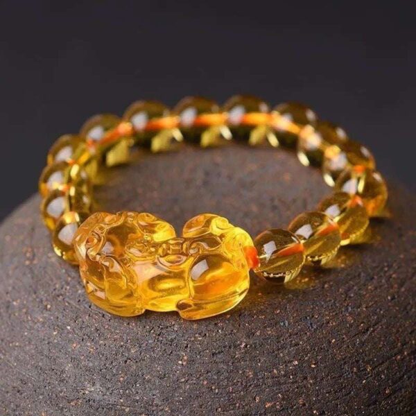 Feng Shui Pixiu Citrine Wealth Bracelet – Money Luck, Prosperity & Abundance Talisman Jewelry (Unisex)