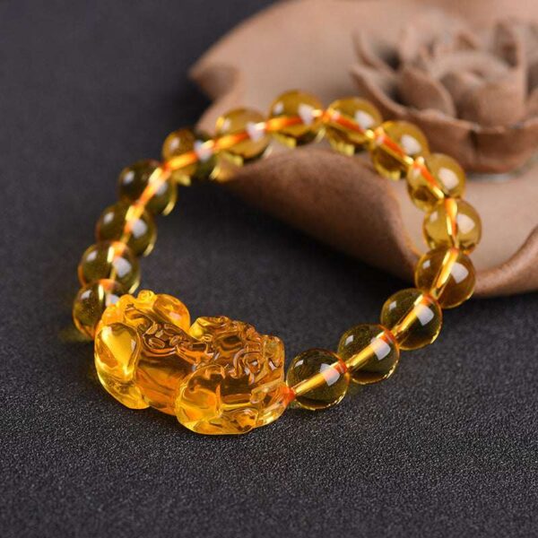 Feng Shui Pixiu Citrine Wealth Bracelet – Money Luck, Prosperity & Abundance Talisman Jewelry (Unisex)