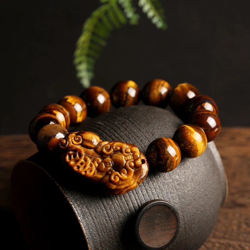 natural tiger’s eye Pixiu bracelet for confidence wealth and protection