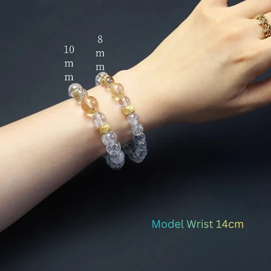 Clear quartz citrine gemstone bracelet wear on wrist 8mm vs 10mm beads