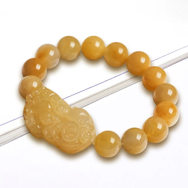 Certified Natural Golden Silk Jade Pixiu Bracelet