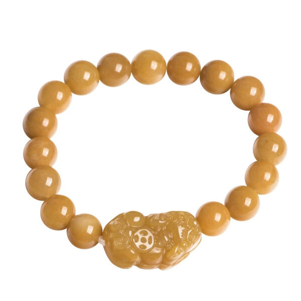 Certified Natural Golden Silk Jade Pixiu Bracelet