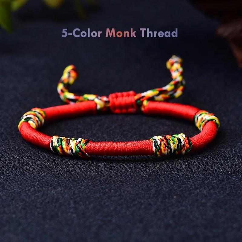 Tibetan Buddhist Red String Bracelet – Handmade 5-Color Monk Thread