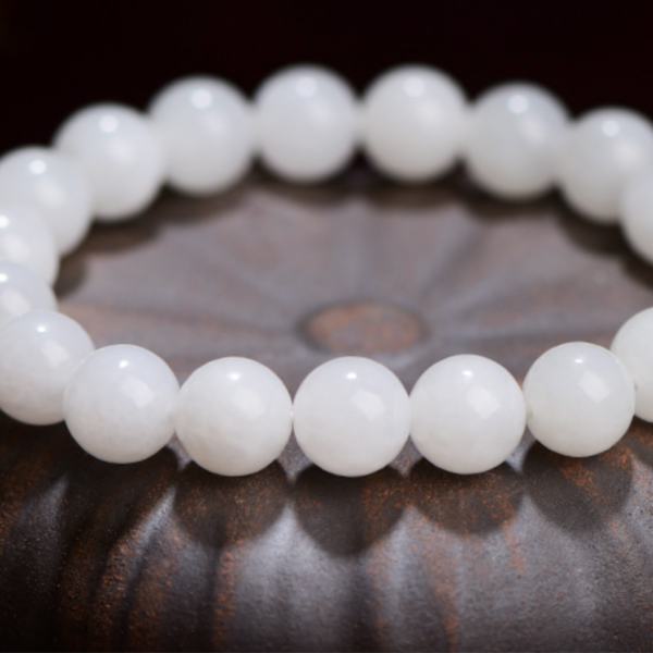 Certified 5A White Hetian Jade Bead Bracelet – Real Natural Jade for Peace, Protection & Good Fortune | Premium Feng Shui Jewelry