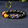 Natural Rainbow-Eye Black Obsidian Bracelet with Pixiu Charm – Premium 10 mm Gemstone Beads for Men & Women