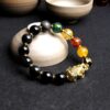 Natural Rainbow-Eye Black Obsidian Bracelet with Pixiu Charm – Premium 10 mm Gemstone Beads for Men & Women