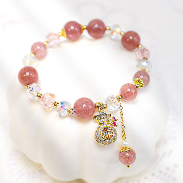 Strawberry Quartz Lucky Charm Bracelet
