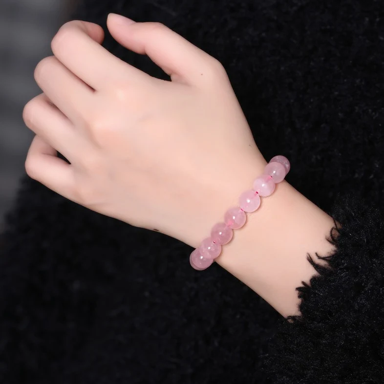 Pink rose quartz love bracelet handmade crystal gemstone