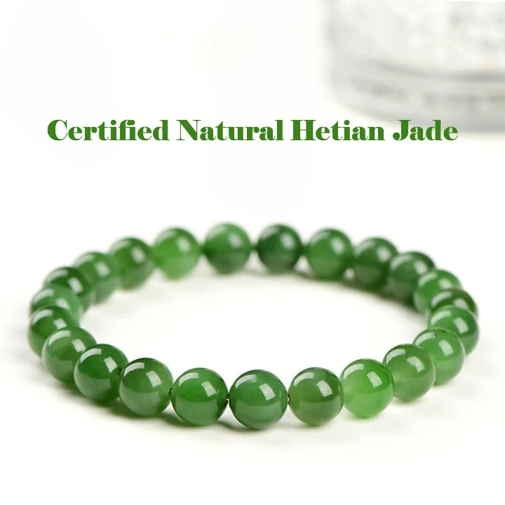 Natural nephrite jade bracelet for grounding and emotional balance