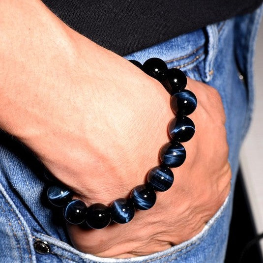 9022596825_1676312228_1 Natural Blue Tiger Eye Bracelet – Collection Grade Gemstone for Strength, Focus & Protection (Unisex Beaded Jewelry)