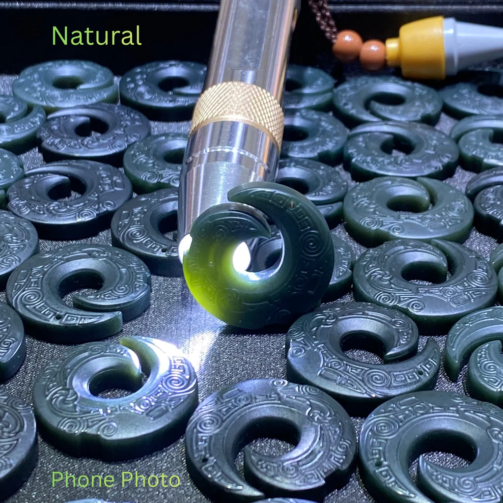 Hetian Jade pendant Necklace luxury gemstone jewelry present partial translucent under flashlight