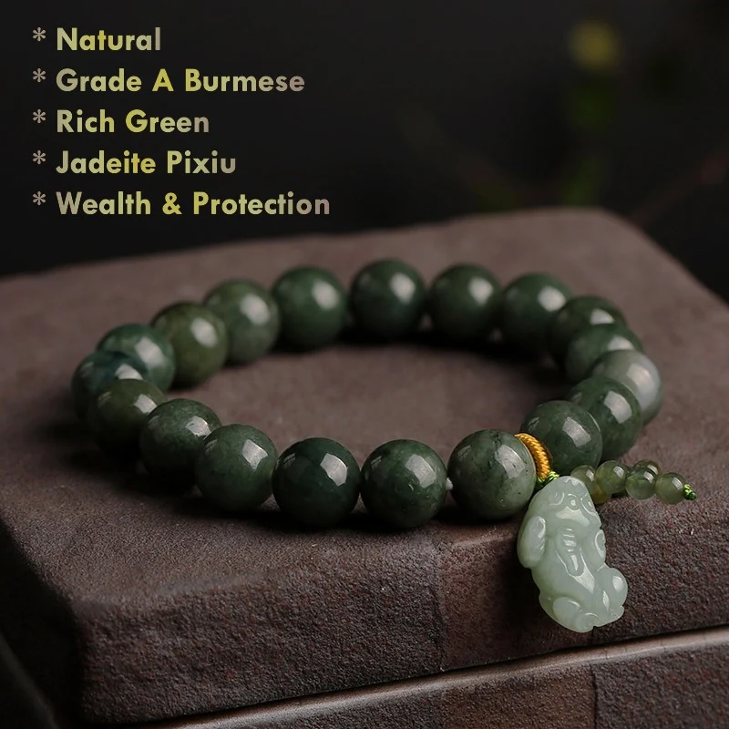 Type A natural Burma jadeite Pixiu bracelet