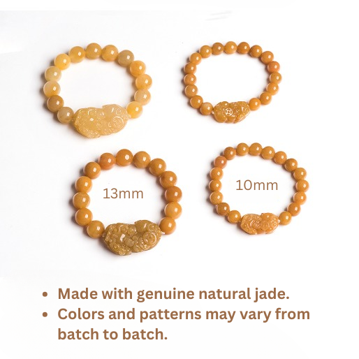 Certified Natural Golden Silk Jade Pixiu Bracelet