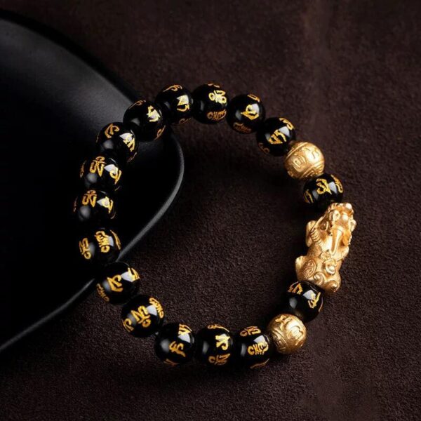 Feng_Shui_Black_Obsidian_Pi_Xiu_Bracelet-2 Black Obsidian Pixiu Bracelet with Mantra Beads