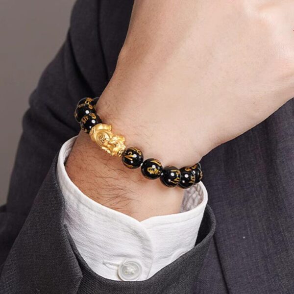 Feng_Shui_Black_Obsidian_Pi_Xiu_Bracelet_05 Black Obsidian Pixiu Bracelet with Mantra Beads