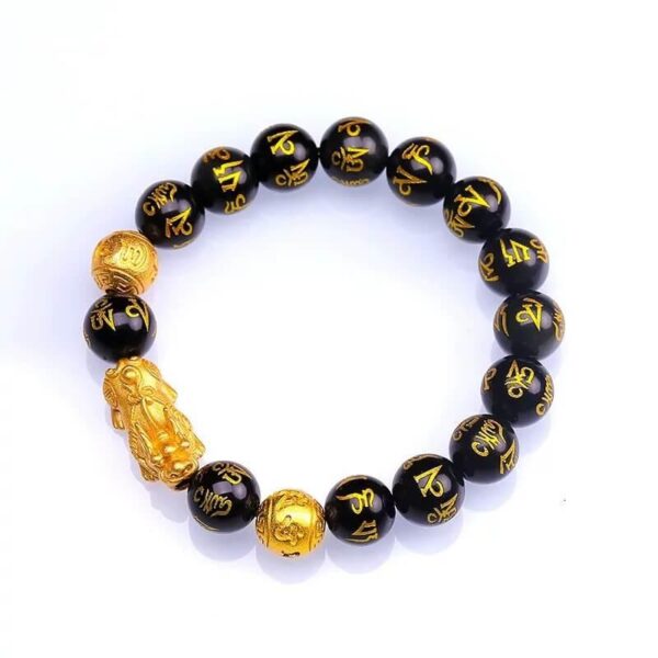 Feng_Shui_Black_Obsidian_Pi_Xiu_Bracelet_06 Black Obsidian Pixiu Bracelet with Mantra Beads