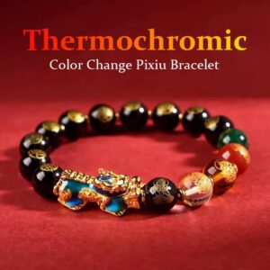 Feng Shui Color-Changing Pixiu Black Onyx Bracelet