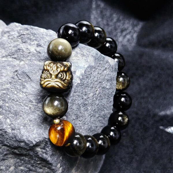 Lion Dance Obsidian Feng Shui Bracelet