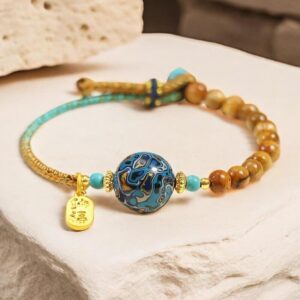 Great Lacquer Gold Thread Sandalwood Bracelet
