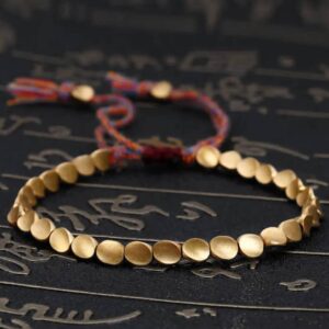 Handmade Tibetan Lucky Rope Bracelet With Copper Beads
