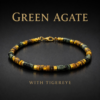 Natural Tiger Eye & Green Agate Men's Bracelet