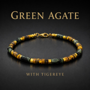 Natural Tiger Eye & Green Agate Men's Bracelet