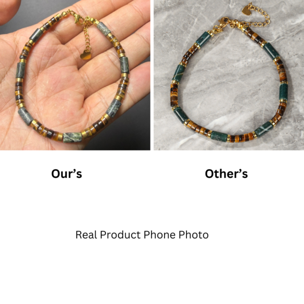 Natural Tiger Eye & Green Agate Men's Bracelet