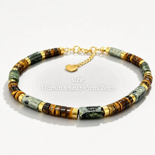Natural Tiger Eye & Green Agate Men's Bracelet