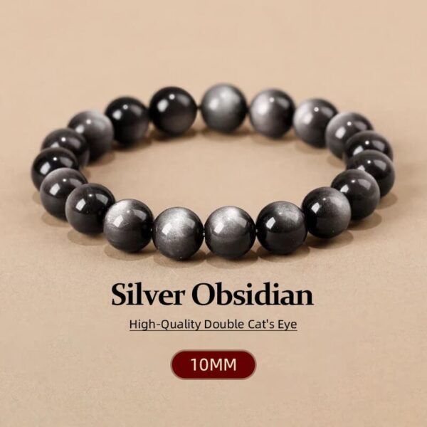Silver Obsidian Cat Eye Feng Shui Bracelet