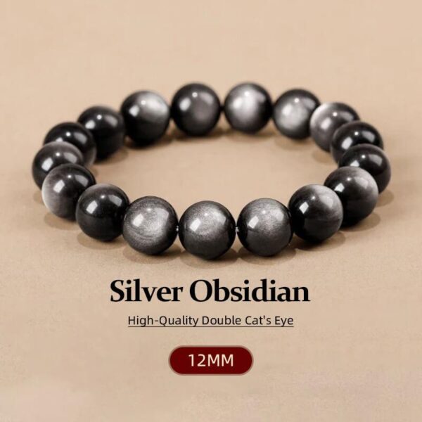 Silver Obsidian Cat Eye Feng Shui Bracelet