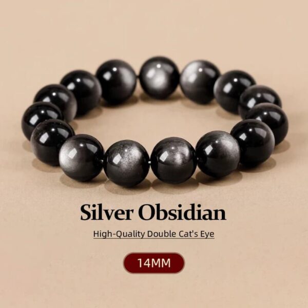 Silver Obsidian Cat Eye Feng Shui Bracelet