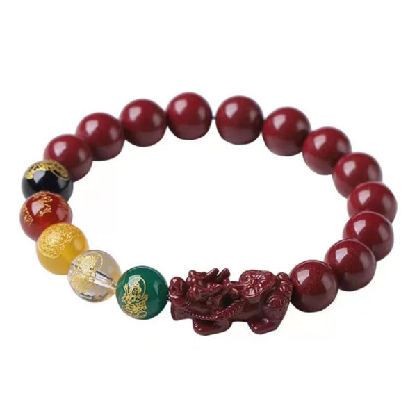 O1CN01AP6mel2K7B4zyL3RU__2214594189509-0-cib High-Content Cinnabar Pixiu Feng Shui Bracelet โ Five Wealth Gods Symbol of Prosperity, Protection & Abundance (90% Natural Cinnabar Beads)