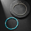 Men’s Turquoise & Hematite Bracelet – Natural Stone Beaded Stacked Bracelet for Men (Blue Turquoise + Metallic Hematite)