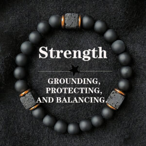 Men's Lava Stone & Black Onyx Stretch Beaded Bracelet