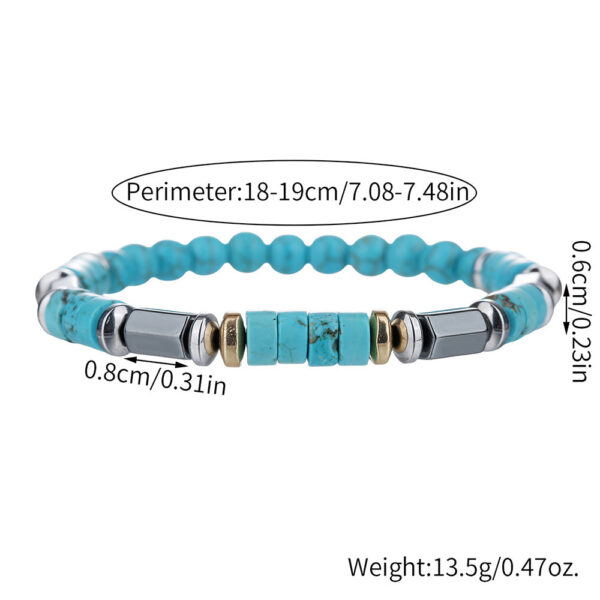 Men's Hematite Turquoise Beaded Bracelet
