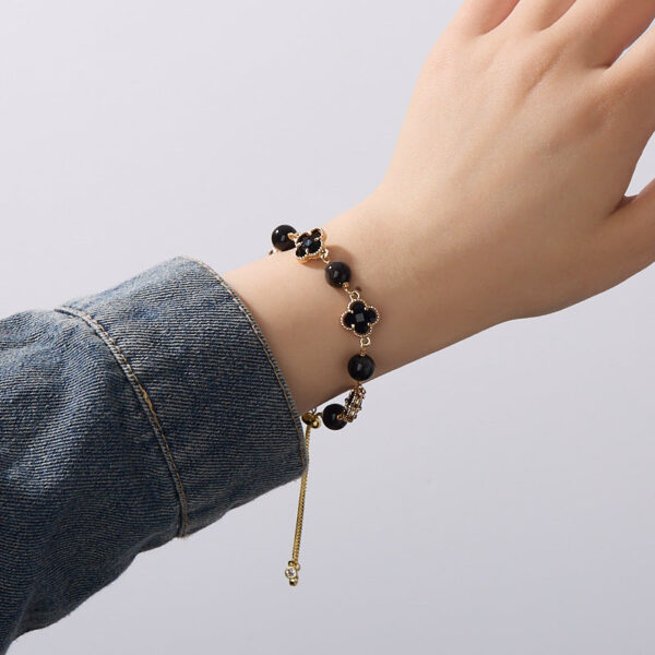 Green Agate Four-Leaf Clover Bracelet for Women