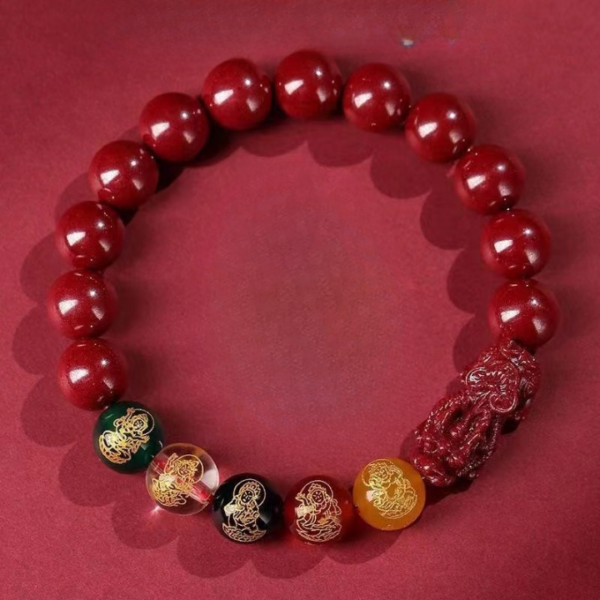 O1CN01OIQxo32K7B501jSSz__2214594189509-0-cib_cleanup High-Content Cinnabar Pixiu Feng Shui Bracelet โ Five Wealth Gods Symbol of Prosperity, Protection & Abundance (90% Natural Cinnabar Beads)