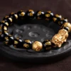 O1CN01QmGZUP1eJLpjO3SpE__2215078743850 Black Obsidian Pixiu Bracelet with Mantra Beads