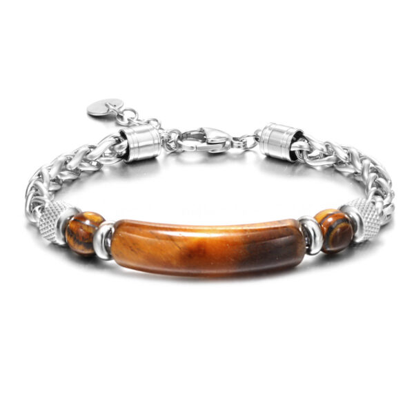 Men’s Tiger Eye Bracelet – Titanium Steel Strength & Protection Jewelry | Confidence, Focus & Success Gift for Him