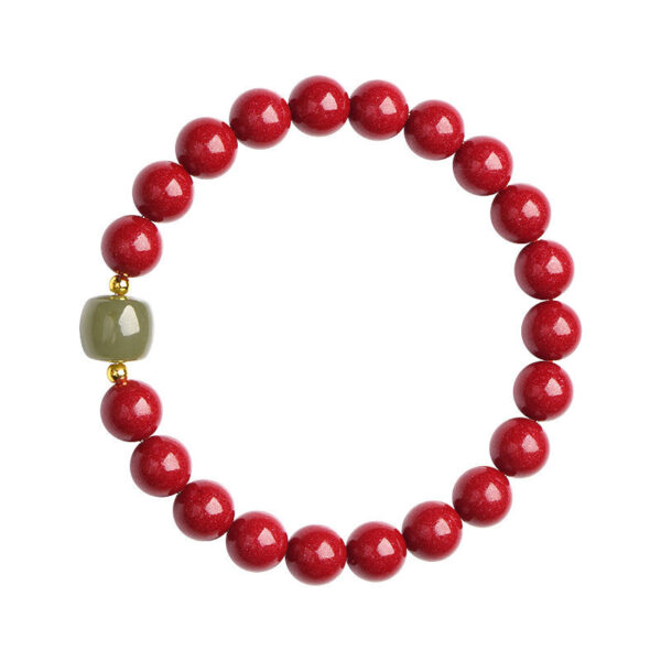 Natural Cinnabar & Hetian Jade Energy Bracelet
