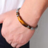 Men’s Tiger Eye Bracelet – Titanium Steel Strength & Protection Jewelry | Confidence, Focus & Success Gift for Him