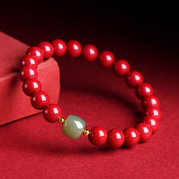 Natural Cinnabar & Hetian Jade Energy Bracelet