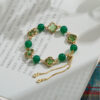 Green Agate Four-Leaf Clover Bracelet for Women