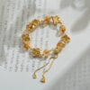 Green Agate Four-Leaf Clover Bracelet for Women