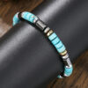 Men's Hematite Turquoise Beaded Bracelet