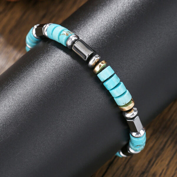 Men's Hematite Turquoise Beaded Bracelet