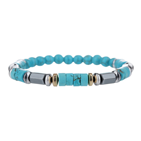 Men's Hematite Turquoise Beaded Bracelet