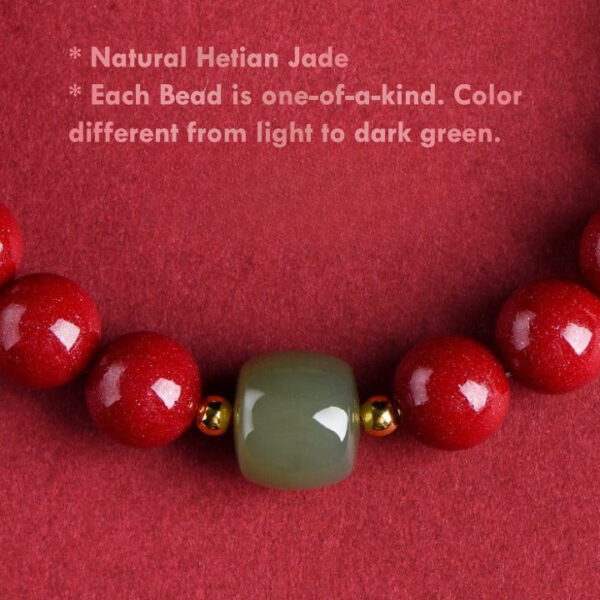 Natural Cinnabar & Hetian Jade Energy Bracelet