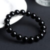Black obsidian bead bracelet detail, side view